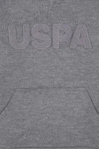 US Polo Assn. Boys' Gray Melanj Basic Hooded Sweatshirt - Image 3