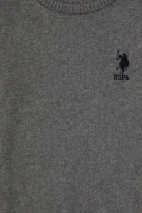US Polo Assn. Boys' Gray Melanj Crew Neck Basic Sweater - Image 3
