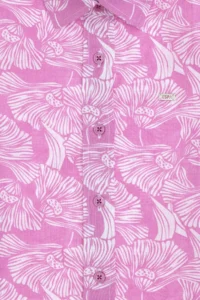 US Polo Assn. Girls' Fuchsia Flower Patterned Linen Look Short Sleeve Shirt - Image 5