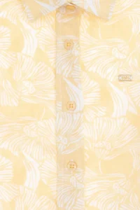 US Polo Assn. Girls' Light Yellow Floral Patterned Linen Look Short Sleeve Shirt - Image 6