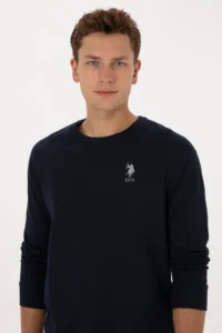 US Polo Assn. Men Regular Fit Crew Neck Navy Blue Basic Sweatshirt - Image 2