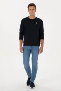 US Polo Assn. Men Regular Fit Crew Neck Navy Blue Basic Sweatshirt - Image 4