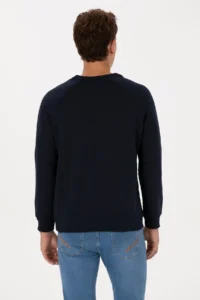 US Polo Assn. Men Regular Fit Crew Neck Navy Blue Basic Sweatshirt - Image 5