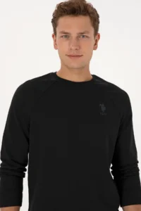 US Polo Assn. Men Regular Fit Crew Neck Black Basic Sweatshirt - Image 2