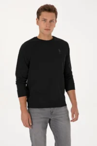 US Polo Assn. Men Regular Fit Crew Neck Black Basic Sweatshirt - Image 3