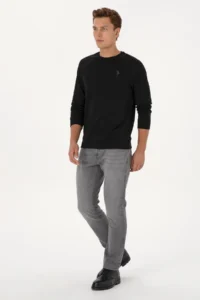 US Polo Assn. Men Regular Fit Crew Neck Black Basic Sweatshirt - Image 4