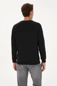 US Polo Assn. Men Regular Fit Crew Neck Black Basic Sweatshirt - Image 5