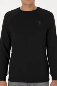 US Polo Assn. Men Regular Fit Crew Neck Black Basic Sweatshirt - Image 6