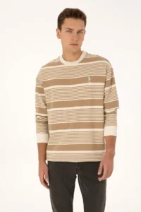 US Polo Assn. Men comfort Fit Crew Neck Cream Sweatshirt - Image 3