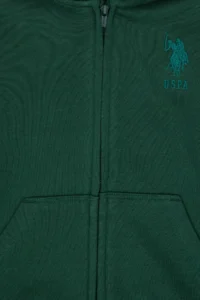 US Polo Assn. Boys' Dark Green Basic Hooded Sweatshirt - Image 5