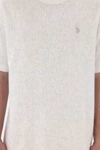 US Polo Assn. Men comfort Fit Crew Neck  Ecru Jacquard interlock T-Shirt - Image 6
