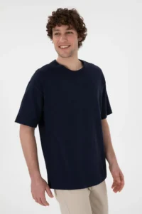 US Polo Assn. Men comfort Fit Crew Neck Navy Blue Jacquard interlock  T-Shirt - Image 3