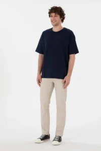 US Polo Assn. Men comfort Fit Crew Neck Navy Blue Jacquard interlock  T-Shirt - Image 4