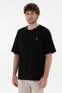 US Polo Assn. Men comfort Fit Crew Neck Black Jacquard interlock T-Shirt