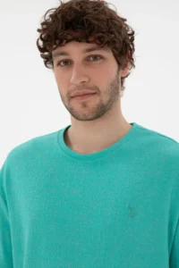 US Polo Assn. Men comfort Fit Crew Neck Mint Jacquard interlock T-Shirt - Image 2