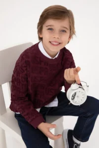 US Polo Assn. Boys' Burgundy Crew Neck Sweatshirt