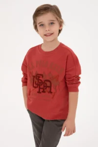 US Polo Assn. Boys' Dusty Rose Crew Neck Sweatshirt