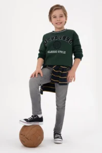 US Polo Assn. Boys' Dark Green Crew Neck Fleece Sweatshirt - Image 2