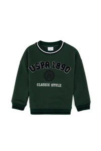 US Polo Assn. Boys' Dark Green Crew Neck Fleece Sweatshirt - Image 4