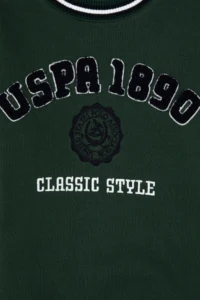 US Polo Assn. Boys' Dark Green Crew Neck Fleece Sweatshirt - Image 6