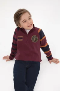 US Polo Assn. Boys' Burgundy Half Zippered Sweatshirt