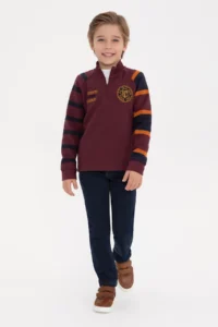 US Polo Assn. Boys' Burgundy Half Zippered Sweatshirt - Image 2