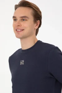 US Polo Assn. Men Regular Fit Crew Neck Navy Blue Sweatshirt - Image 2