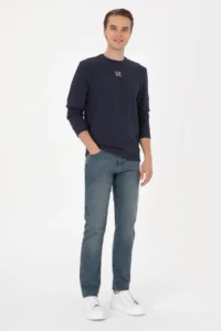 US Polo Assn. Men Regular Fit Crew Neck Navy Blue Sweatshirt - Image 4