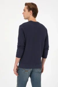 US Polo Assn. Men Regular Fit Crew Neck Navy Blue Sweatshirt - Image 5