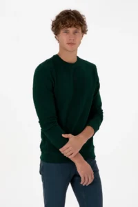 US Polo Assn. Men Regular Fit Crew Neck Dark Green Sweatshirt
