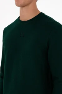 US Polo Assn. Men Regular Fit Crew Neck Dark Green Sweatshirt - Image 7