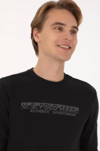 US Polo Assn. Men Regular Fit Crew Neck Black Sweatshirt - Image 2