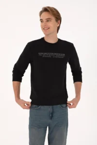 US Polo Assn. Men Regular Fit Crew Neck Black Sweatshirt - Image 3