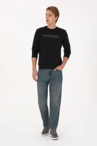 US Polo Assn. Men Regular Fit Crew Neck Black Sweatshirt - Image 4