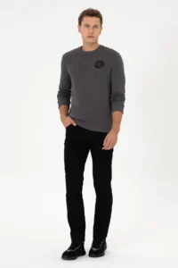 US Polo Assn. Men Regular Fit Crew Neck Gray Sweatshirt - Image 4