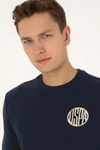 US Polo Assn. Men Regular Fit Crew Neck Navy Blue Sweatshirt - Image 2
