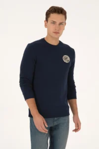 US Polo Assn. Men Regular Fit Crew Neck Navy Blue Sweatshirt - Image 3