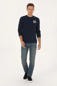 US Polo Assn. Men Regular Fit Crew Neck Navy Blue Sweatshirt - Image 4