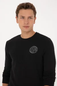 US Polo Assn. Men Regular Fit Crew Neck Black Sweatshirt - Image 2