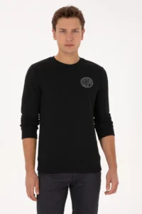 US Polo Assn. Men Regular Fit Crew Neck Black Sweatshirt - Image 3
