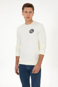 US Polo Assn. Men Regular Fit Crew Neck Cream Sweatshirt