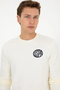 US Polo Assn. Men Regular Fit Crew Neck Cream Sweatshirt - Image 2