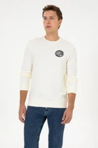 US Polo Assn. Men Regular Fit Crew Neck Cream Sweatshirt - Image 3