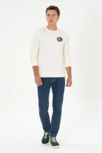 US Polo Assn. Men Regular Fit Crew Neck Cream Sweatshirt - Image 4