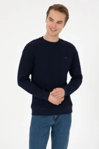 US Polo Assn. Men comfort Fit Crew Neck Navy Blue Sweatshirt