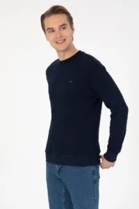 US Polo Assn. Men comfort Fit Crew Neck Navy Blue Sweatshirt - Image 3