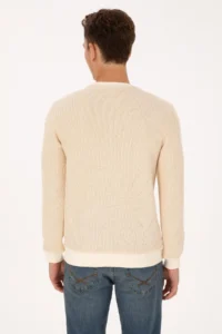 US Polo Assn. Men Regular Fit Crew Neck Patterned Cream Sweatshirt - Image 5