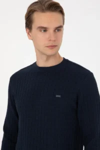 US Polo Assn. Men Regular Fit Crew Neck Navy Blue Sweatshirt - Image 2