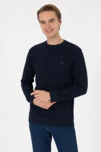 US Polo Assn. Men Regular Fit Crew Neck Navy Blue Sweatshirt - Image 3