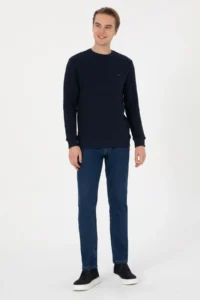 US Polo Assn. Men Regular Fit Crew Neck Navy Blue Sweatshirt - Image 4